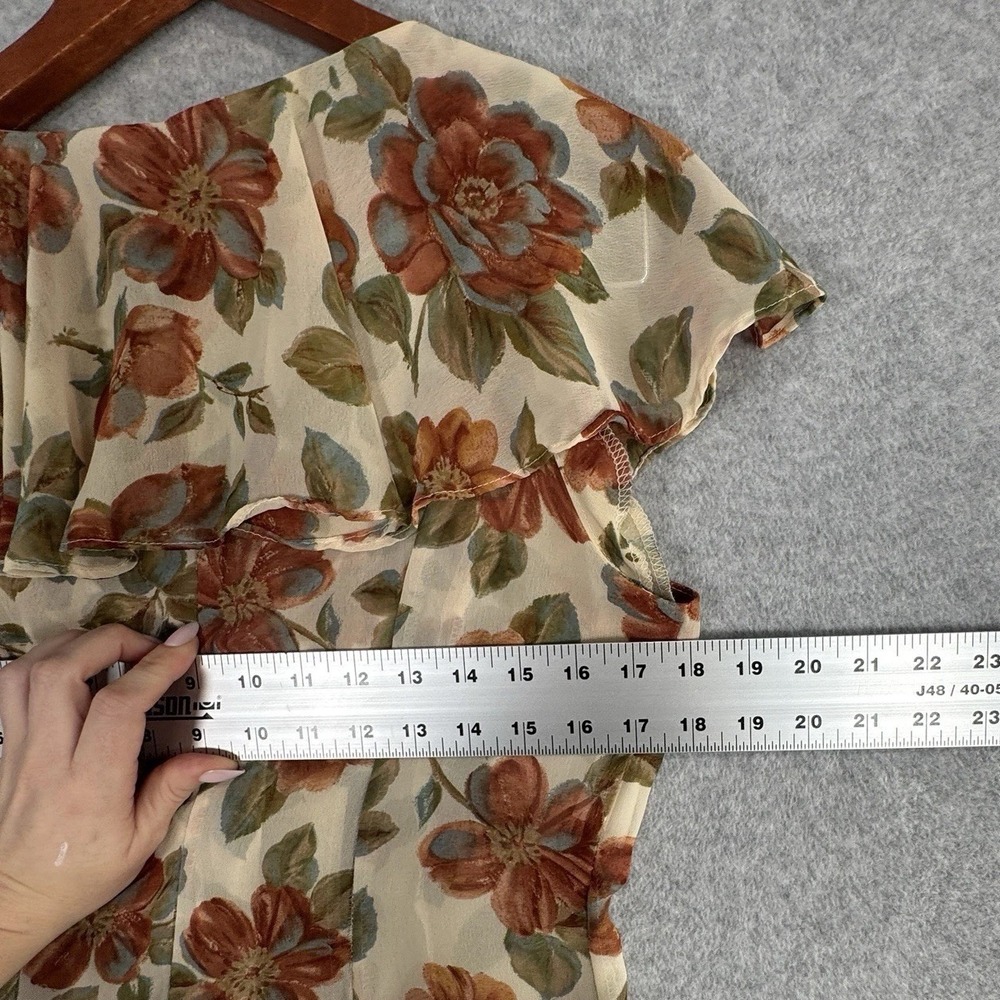 Paris Blues VTG 90s Floral Maxi Dress Sz 11 Cream Button Front Sheer Prairie - Picture 13 of 16